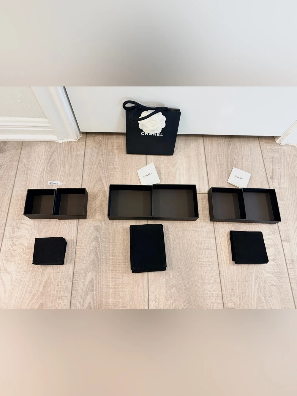 Authentic CHANEL 7 PIECES Bundle: 3 Jewelry Boxes + 3 Velvet Pouches